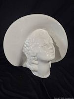 front view of white ceramic lady head vase