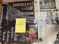 Poster, note, VHS case front, photocopies overview