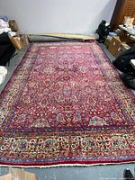 Full view of Persian rug showing pattern and size