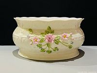 Front view of Belleek centrepiece bowl showing floral decoration