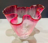 Full view of Chalet handkerchief vase showing ruffled rim and color gradient