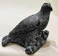 Front view of soapstone eagle figurine