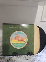 Front view of Christopher Cross vinyl record partially removed from sleeve showing cover art and disc