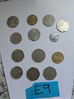 Overview of all twelve coins on white background