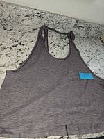 front view of heathered grey racerback tank