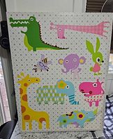 Front view of the canvas showcasing colorful animal illustrations