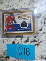 Front view of Sergei Samsonov Bee Hive Matted Materials jersey card showing player image and jersey swatch