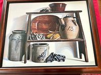 Front view of framed oil painting showing entire artwork and wood frame