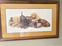 Full view of framed print showing artwork, mat and wooden frame