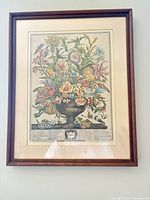 Front view showing full framed print with floral bouquet
