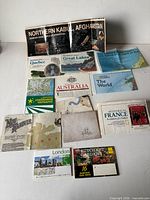 Overview of all maps and brochures laid flat