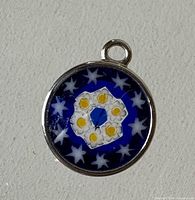 Front view showing millefiori design and silver bezel