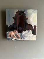 Full view of the square oil painting on wall