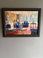 Front view of framed oil painting