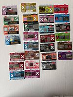 All passes arranged on wall showing full collection