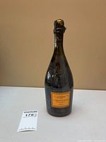 Full view of 1985 Veuve Clicquot La Grande Dame bottle with label visible