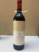 Full front view of sealed 1993 Chateau Mouton Rothschild bottle