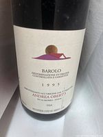 Front label showing Barolo DOCG, vintage 1995, Andrea Oberto, La Morra, Italy