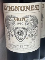 Front label close-up showing Avignonesi Grifi 1996 details and crest