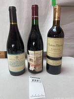 Front view of all three wine bottles