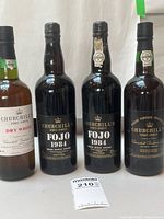 Front view of four Churchill’s Port bottles showing labels