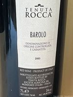 Tenuta Rocca Barolo 2005 label close-up