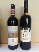 Front view Il Vicchio Chianti Classico 1999 and Negro Roero 1997 bottles
