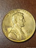 Obverse of 1983 Lincoln cent, showing date and LIBERTY legend