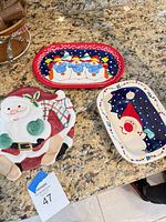 Top view of all three Christmas platters on countertop
