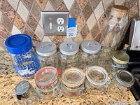 Group shot of all jars on countertop