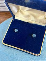 Stud earrings in blue presentation box