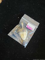 Pendant in bag showing overall size and bail