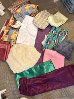 Overview of all fabric pieces spread on floor