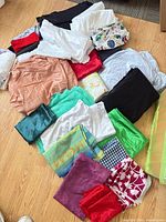 Overhead view of all fabric pieces spread on floor