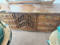 Top view of dresser showing drawer layout and center cabinet