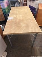 Top view of rectangular laminate table surface