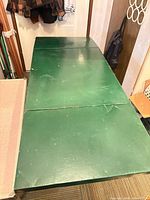 Top view of green rectangular folding table