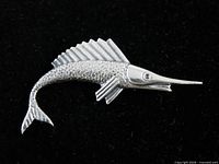 Front view of sterling swordfish brooch