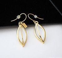 Front view of both Coach gold tone clear glass earrings