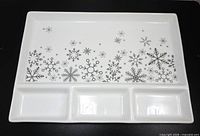 Top view showing full rectangular divided server and silver snowflake motif
