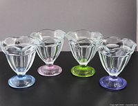 All four coloured-foot sundae bowls side by side