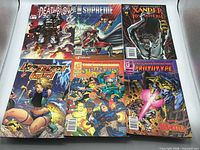 Front covers showing all six comic books