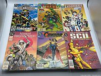 Front covers of all six comics