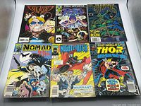 Front covers of all six Marvel comic books