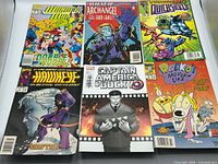 Front covers of six Marvel comic books laid out in two rows