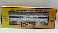 Front of boxed MTH Rail King Ontario Carbonate tank car showing item through window