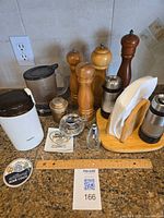 Full lot overview on countertop showing all accessories together