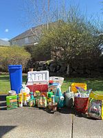 Full view of all items laid out outdoors