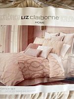Front of packaging showing Liz Claiborne Raleigh comforter set image and branding