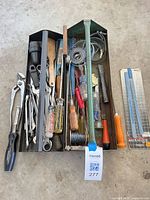 Overview of tool tray showing majority of items